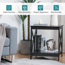 2-Tier Side Table with X-shape Design and 4 Solid Legs