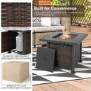 32 Inch Square Propane Fire Pit Table with Lava Rocks Cover