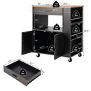 Rolling Kitchen Trolley with 3 Spice Racks Drawer and Open Shelf