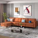 Modular L-shaped Sectional Sofa with Reversible Ottoman and 2 USB Ports