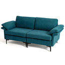 Modern Fabric Loveseat Sofa for with Metal Legs and Armrest Pillows