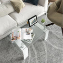 Rectangular Tempered Glass Coffee Table with Shelf