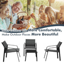 4 Pieces Patio Furniture Set with Armrest Loveseat Sofas and Glass Table Deck