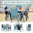 5 Pieces Kids Wooden Activity Play Furniture Set with Building Blocks-Blue