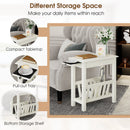 2-Tier End Table with Pull-out Tray and Solid Rubber Wood Legs