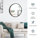 16-inch Round Wall Mirror with Aluminum Alloy Frame