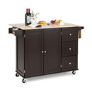 Kitchen Island Trolley Cart Wood with Drop-Leaf Tabletop and Storage Cabinet