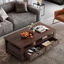 3-tier Coffee Table with 2 Drawers and 5 Support Legs