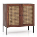 Kitchen Sideboard with 2 Rattan Doors and Adjustable Shelf