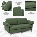 Modern Fabric Loveseat Sofa for with Metal Legs and Armrest Pillows