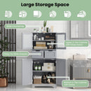 3 Tier Freee-Standing Bathroom Cabinet with 2 Drawers and Glass Doors