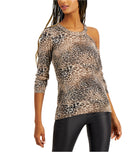Inc Asymmetrical Animal-Print Top, Size Large