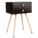 Modern Nightstand Bedside Table Mid Century with 2 Drawers-Natural