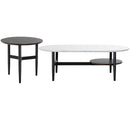 Set of 2 Modern Nesting Coffee Table with Extra Storage Shelf-White