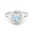 0.44 Carat Genuine Aquamarine and White Diamond 14K White Gold Ring