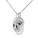 .925 Sterling Silver 1/5 Cttw White and Black Diamond Beagle Dog Medallion and Charm 18" Pendant Necklace (I-J Color, I2-I3 Clarity)