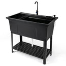 100L Utility Sink with Rotating Faucet and Storage Shelf