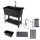 100L Utility Sink with Rotating Faucet and Storage Shelf