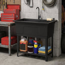 100L Utility Sink with Rotating Faucet and Storage Shelf