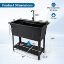 100L Utility Sink with Rotating Faucet and Storage Shelf