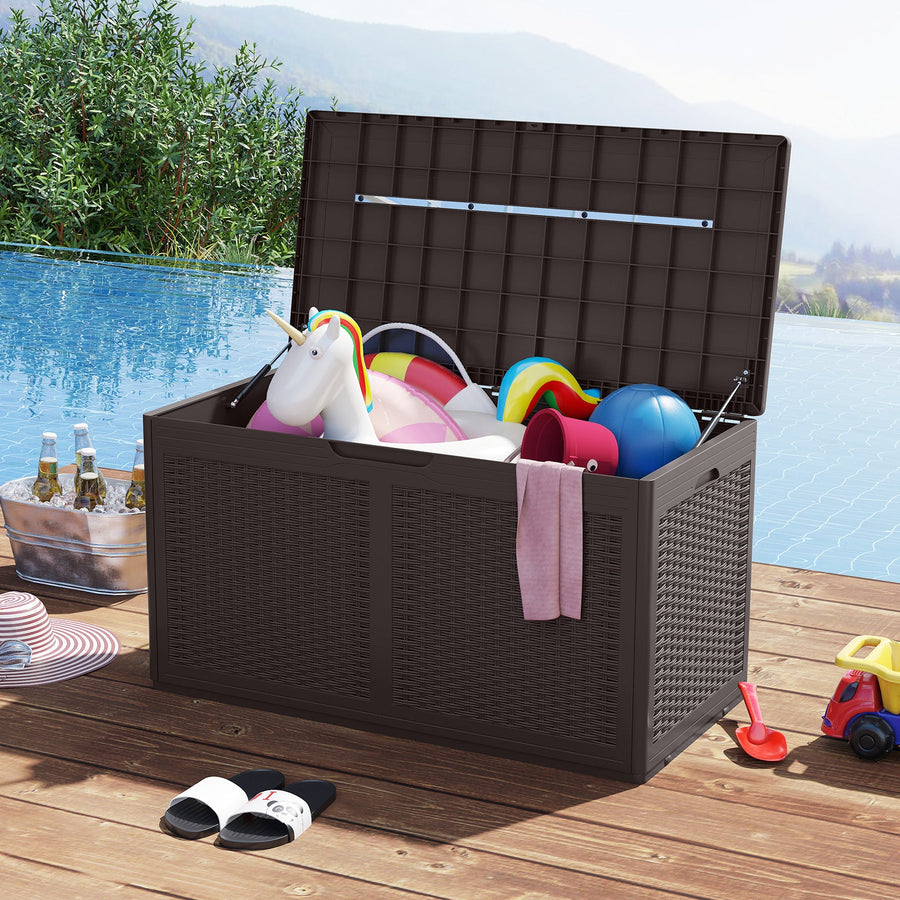100 Gallon Resin Deck Box Outdoor Waterproof Storage Bench