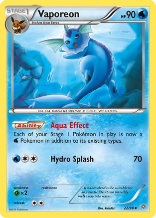 Vaporeon 022/98 - XY  Ancient Origins Reverse Holofoil