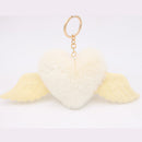 Heart Wings Wool Ball Keychain