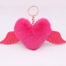 Heart Wings Wool Ball Keychain
