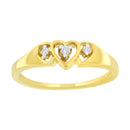 10KT Yellow Gold 1/20 cttw Diamond Triple Heart Diamond Ring (K-L, I1-I2) - Size 7