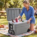 103 Quart Wheeled Cooler with Pull Handle and Drain Plug