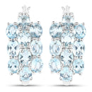 9.88 Carat Genuine Blue Topaz .925 Sterling Silver 3 Piece Jewelry Set (Ring, Earrings, and Pendant w/ Chain)