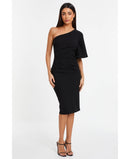 Quiz Womens Scuba Crepe One Shoulder MIDI Dress, Size 14