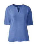 Lands End Womens Cotton Polyester Modern Half Sleeve Splitneck, Medium