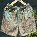 Men's Ethnic Style Laser Dark Flower Ice Silk Shorts