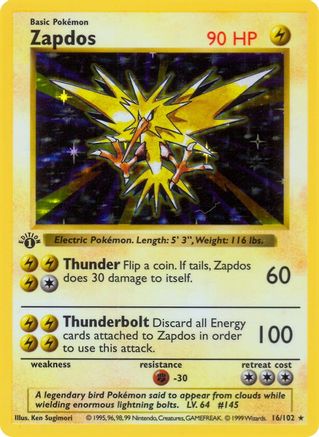 Zapdos 016 - Base Set Shadowless
