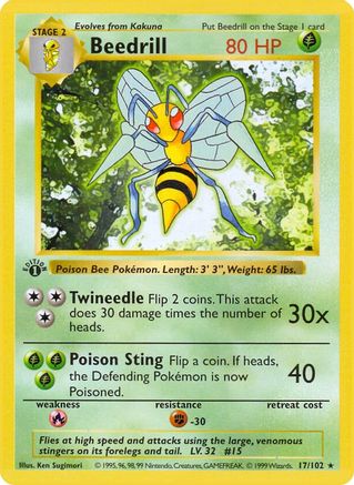 Beedrill 017/102 - Base Set Shadowless Unlimited