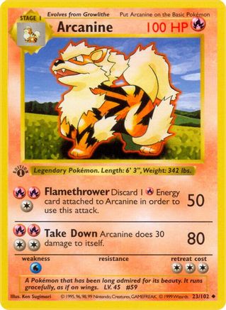 Arcanine 023/102 - Base Set Shadowless Unlimited