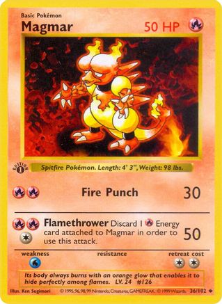 Magmar 036/102 - Base Set Shadowless Unlimited