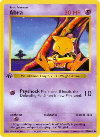 Abra 043/102 - Base Set Shadowless Unlimited