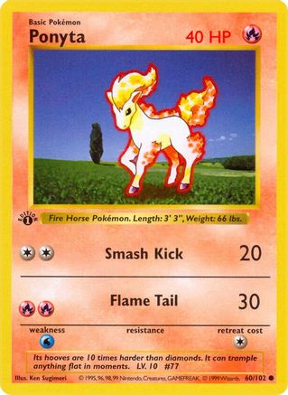 Ponyta 060/102 - Base Set Shadowless Unlimited