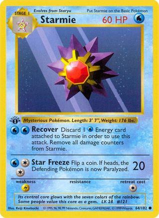 Starmie 064/102 - Base Set Shadowless 1st Edition