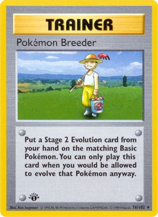 Pokemon Breeder 076/102 - Base Set Shadowless 1st Edition