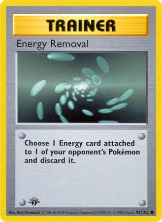 Energy Removal 092/102 - Base Set Shadowless Unlimited