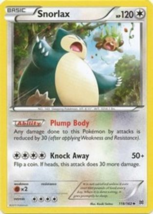 Snorlax 118/162 - XY  BREAKthrough Reverse Holofoil
