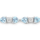 11.10 Carat Genuine Blue Topaz and White Diamond .925 Sterling Silver Bracelet