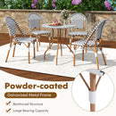 3 Piece French Bistro Table Chair Set with Outdoor Wicker Round Table and 2 Dining Chairs