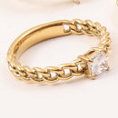 Gold Plated Titanium Steel Zircon Chain Ring
