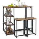 3-Piece Bar Table Set for 2 Bar-Height Dining Table with 2 Stools-Rustic Brown
