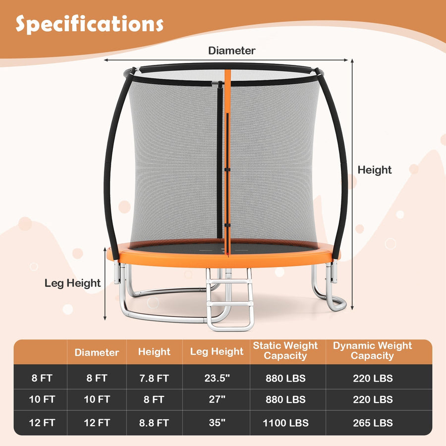 10FT Outdoor Trampoline Heavy-Duty Recreational Trampoline with Safety Enclosure Net