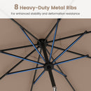 10 Feet Solar Patio Umbrella with 96 Multi-Colored Flowing LED Lights and Tilt Adjustment